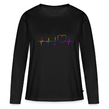 LGBT Herzschlag EKG Gay Pride - Frauen Premium Bio Langarmshirt - Schwarz - Vorne - Julia (174cm)