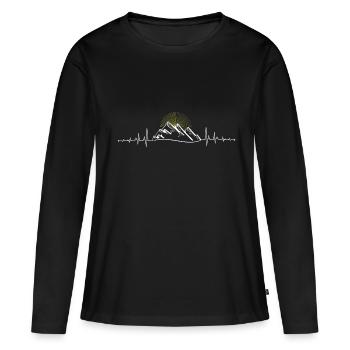 Herzschlag Berge Geschenk Alpen - Frauen Premium Bio Langarmshirt - Schwarz - Vorne - Julia (174cm)