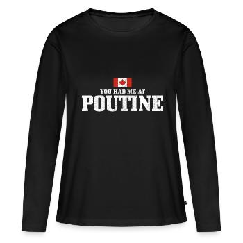You Had Me At Poutine Canada - T-shirt manches longues Premium bio Femme - noir - Devant - Julia (174cm)