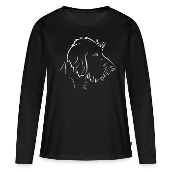 Dessin au trait de profil de teckel poilu - Teckel - T-shirt manches longues Premium bio Femme - noir - Devant - Julia (174cm)
