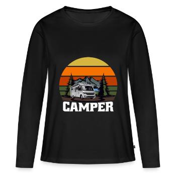 Cadeau Camper Camper Caravan - T-shirt manches longues Premium bio Femme - noir - Devant - Julia (174cm)