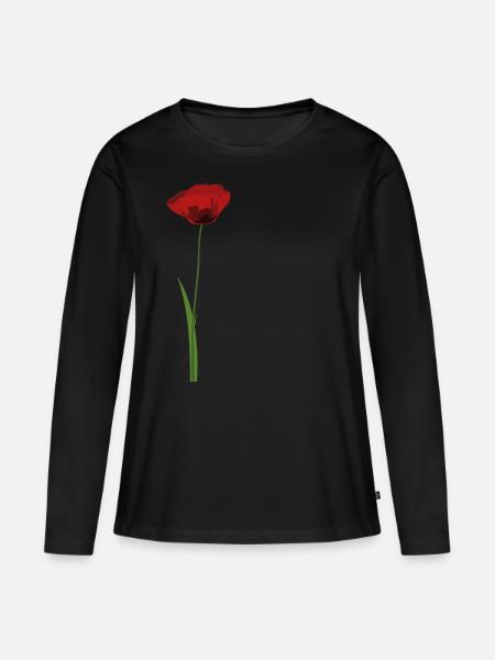 Mohn - Frauen Premium Bio Langarmshirt - Schwarz