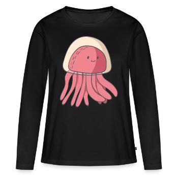 La méduse - T-shirt manches longues Premium bio Femme - noir - Devant - Julia (174cm)