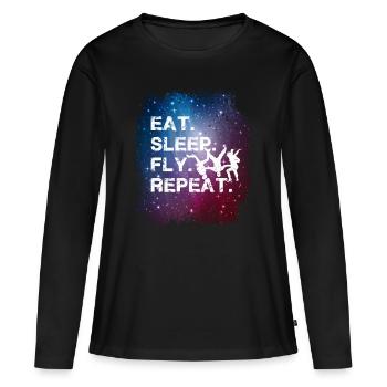 Space Skydiving Eat Sleep Fly Fly Répéter - T-shirt manches longues Premium bio Femme - noir - Devant - Julia (174cm)
