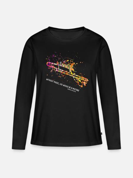 posaune instrument Farbexplosion - Frauen Premium Bio Langarmshirt - Schwarz