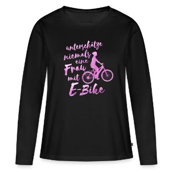 e bike bike femme cadeau e bike - T-shirt manches longues Premium bio Femme - noir - Devant - Julia (174cm)