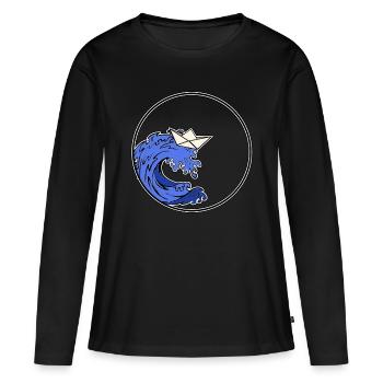 Bateau Origami - Bateau Origami - T-shirt manches longues Premium bio Femme - noir - Devant - Julia (174cm)