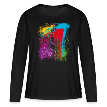 Couleurs, couleurs vives, colorées - T-shirt manches longues Premium bio Femme - noir - Devant - Julia (174cm)