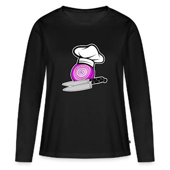Zwiebel Onions Chef - Frauen Premium Bio Langarmshirt - Schwarz - Vorne - Julia (174cm)