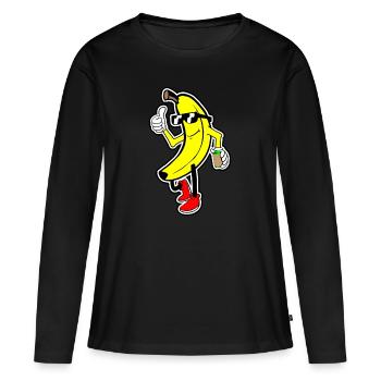 Banane banane - T-shirt manches longues Premium bio Femme - noir - Devant - Julia (174cm)