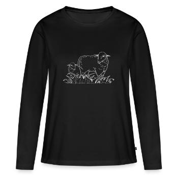 Troupeau de moutons - T-shirt manches longues Premium bio Femme - noir - Devant - Julia (174cm)