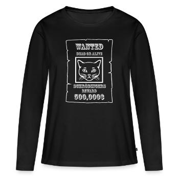 Schrödinger’s Cat - Chat de Schrödinger Wanted - T-shirt manches longues Premium bio Femme - noir - Devant - Julia (174cm)