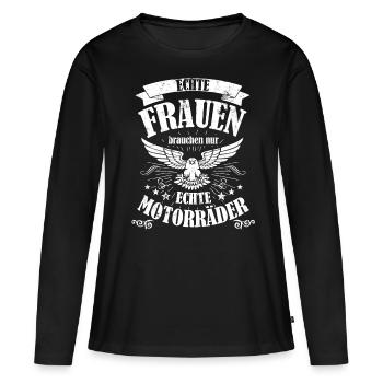Frauen brauchen Motorräder - Bikershirt Damen - Frauen Premium Bio Langarmshirt - Schwarz - Vorne - Julia (174cm)