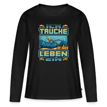 Taucher, Tauchen, Dive, Diving - Frauen Premium Bio Langarmshirt - Schwarz - Vorne - Julia (174cm)