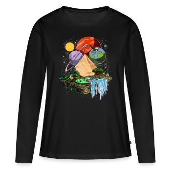Une ancienne conspiration des extraterrestres des pyramides égyptiennes - T-shirt manches longues Premium bio Femme - noir - Devant - Julia (174cm)