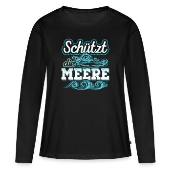 Schützt die Meere - Frauen Premium Bio Langarmshirt - Schwarz - Vorne - Julia (174cm)