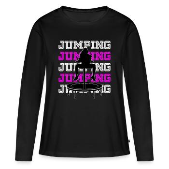 Jumping trampoline Fitness Sport à la mode - T-shirt manches longues Premium bio Femme - noir - Devant - Julia (174cm)