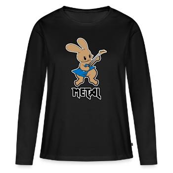 Lapin en métal - T-shirt manches longues Premium bio Femme - noir - Devant - Julia (174cm)