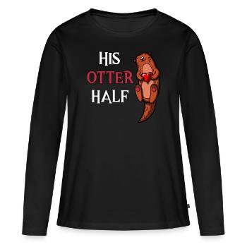 Sa loutre demi-copine correspondant - T-shirt manches longues Premium bio Femme - noir - Devant - Julia (174cm)
