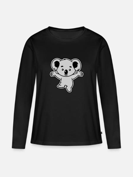 Koala - Frauen Premium Bio Langarmshirt - Schwarz