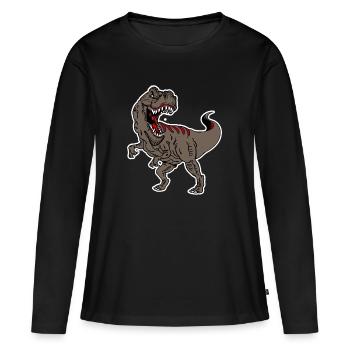 T-REX - Thyrannosaurus Rex Braun - Frauen Premium Bio Langarmshirt - Schwarz - Vorne - Julia (174cm)
