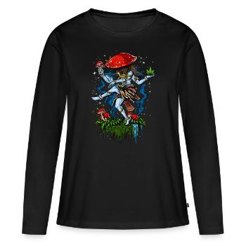 Champignon Magique Shiva Voyage Psychédélique De Champignons Hindous - T-shirt manches longues Premium bio Femme - noir - Devant - Julia (174cm)