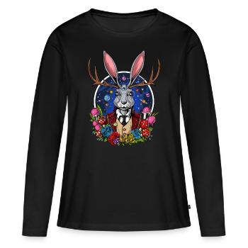 Psychedelische Jackalope - Frauen Premium Bio Langarmshirt - Schwarz - Vorne - Julia (174cm)
