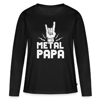 Cadeau drôle de papa de fourche Pommes en métal noir de mort - T-shirt manches longues Premium bio Femme - noir - Devant - Julia (174cm)