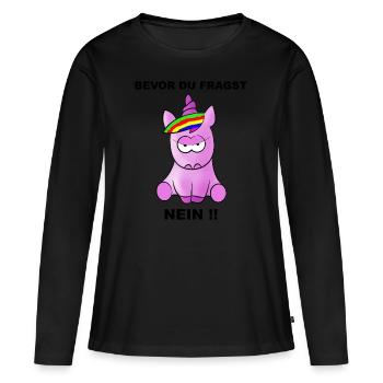 Avant de demander - NON !! - T-shirt manches longues Premium bio Femme - noir - Devant - Julia (174cm)