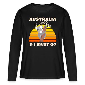 L'Australie appelle Backpacker Farewell Gift - T-shirt manches longues Premium bio Femme - noir - Devant - Julia (174cm)