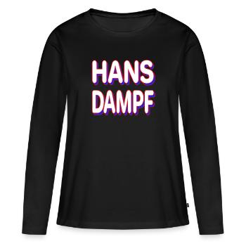 HANS DAMPF - Frauen Premium Bio Langarmshirt - Schwarz - Vorne - Julia (174cm)