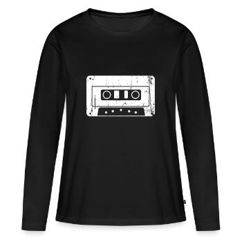 cassette - T-shirt manches longues Premium bio Femme - noir - Devant - Julia (174cm)