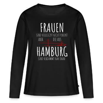Stadt HAMBURG Perfekte Frauen - Frauen Premium Bio Langarmshirt - Schwarz - Vorne - Julia (174cm)