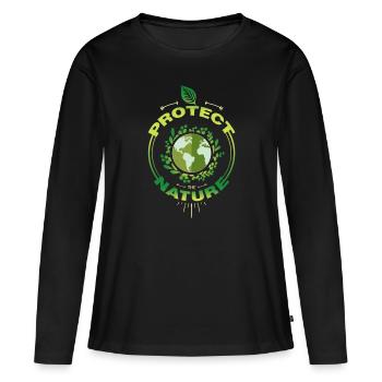 Naturschutz - Frauen Premium Bio Langarmshirt - Schwarz - Vorne - Julia (174cm)