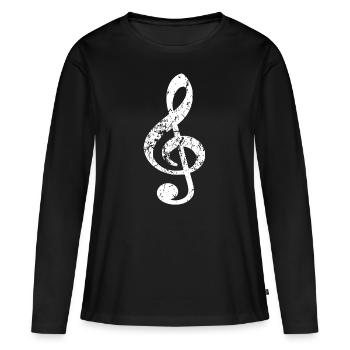 Clé de partition - T-shirt manches longues Premium bio Femme - noir - Devant - Julia (174cm)