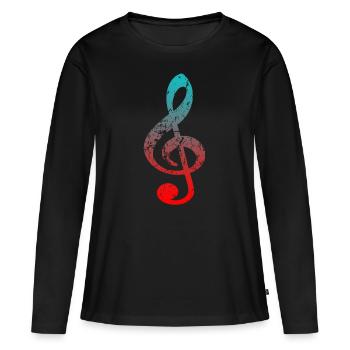 Clé de partition - T-shirt manches longues Premium bio Femme - noir - Devant - Julia (174cm)