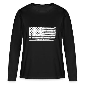 Drapeau américain de baseball - T-shirt manches longues Premium bio Femme - noir - Devant - Julia (174cm)