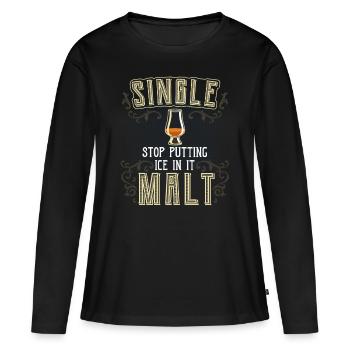 single peinture whisky - T-shirt manches longues Premium bio Femme - noir - Devant - Julia (174cm)