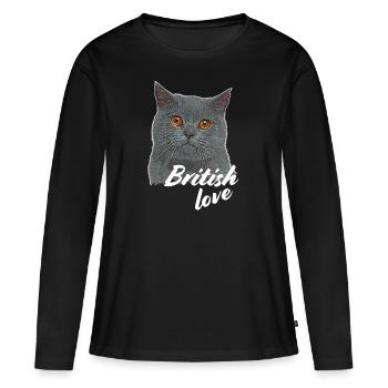 BKH Britisch Kurzhaar Britische Kurzhaar Katze - Frauen Premium Bio Langarmshirt - Schwarz - Vorne - Julia (174cm)