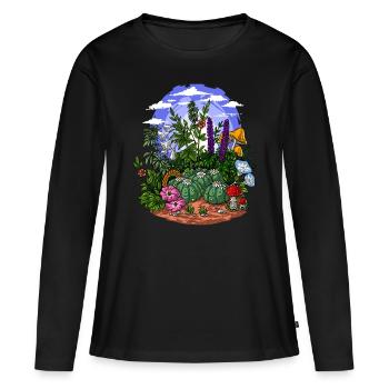 Psychedelischer Naturgarten - Frauen Premium Bio Langarmshirt - Schwarz - Vorne - Julia (174cm)