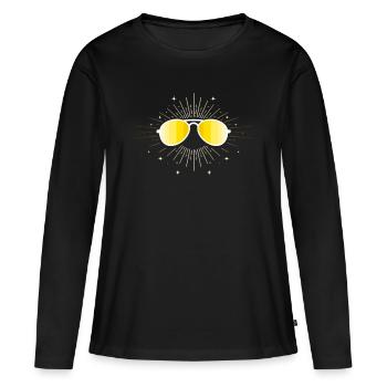 Sonnenbrille - Frauen Premium Bio Langarmshirt - Schwarz - Vorne - Julia (174cm)