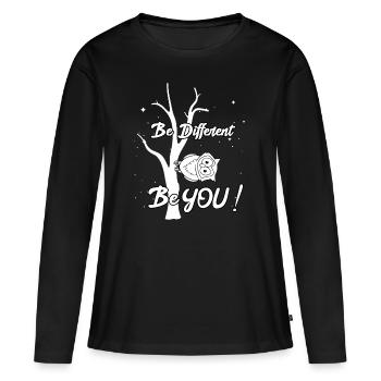 Soyez différent - soyez vous - T-shirt manches longues Premium bio Femme - noir - Devant - Julia (174cm)