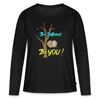 Soyez différent - soyez vous - T-shirt manches longues Premium bio Femme - noir - Devant - Julia (174cm)