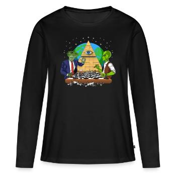 Illuminati Alien Conspiracy - T-shirt manches longues Premium bio Femme - noir - Devant - Julia (174cm)