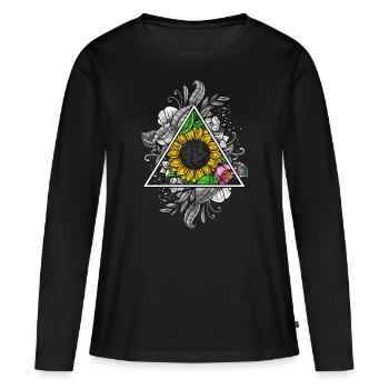Sunflower Sacred Geometry - Women's Premium Organic Long Sleeve Shirt - black - Front - Julia (174cm)