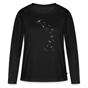 Pusteblume Löwenzahn Motiv Samen Dandelion Same - Frauen Premium Bio Langarmshirt - Schwarz - Vorne - Julia (174cm)