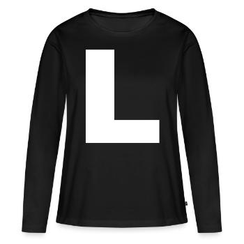 Lettre Initiales L - T-shirt manches longues Premium bio Femme - noir - Devant - Julia (174cm)