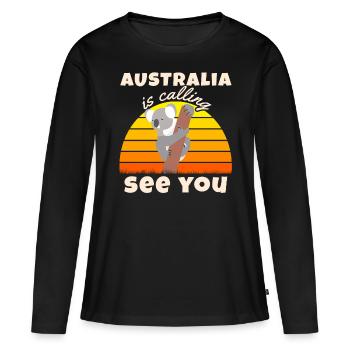 L'Australie appelle T-Shirt Koala Backpacker Rei - T-shirt manches longues Premium bio Femme - noir - Devant - Julia (174cm)