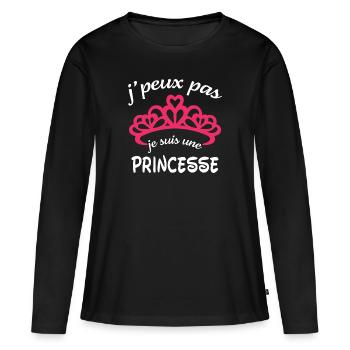 t-shirt J'peux pas je suis une princesse - T-shirt manches longues Premium bio Femme - noir - Devant - Julia (174cm)