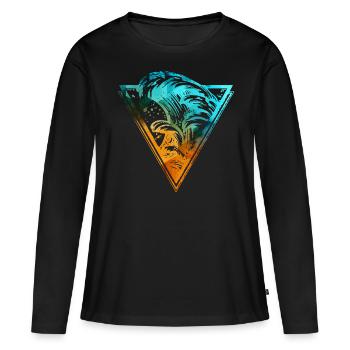 Vague de surf de couleur de rupture - T-shirt manches longues Premium bio Femme - noir - Devant - Julia (174cm)